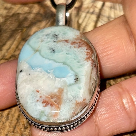Dominican Republic Caribbean Larimar Pendant 2” - Picture 10 of 16